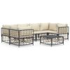 vidaXL 7 pcs conjunto lounge de jardim c/ almofad&otilde;es vime PE antracite