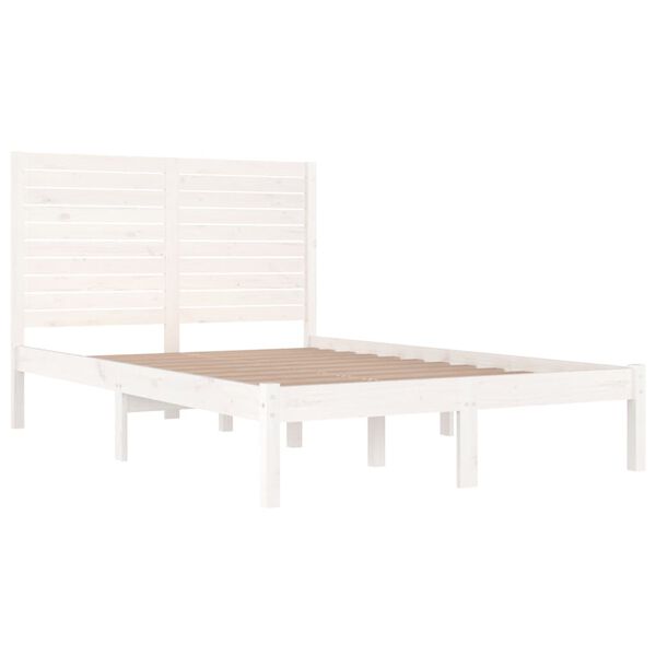 vidaXL Estrutura de cama 140x190 cm madeira maciça branco