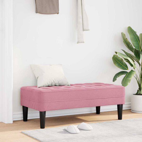 vidaXL banco com almofada Rosa 113 x 57 x 39 cm Veludo