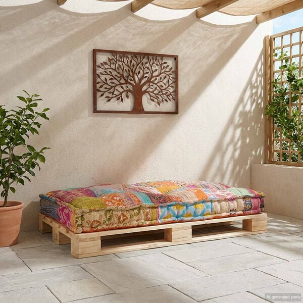 vidaXL Travesseiro para Sof&aacute; Pallet Multicolor 120 x 80 x 12 cm tecido