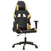 vidaXL Cadeira gaming couro artificial preto e dourado