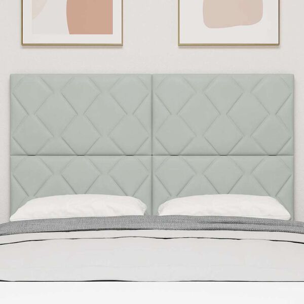 vidaXL Cabeceira LED Cinzento-claro 144 cm Couro Sint&eacute;tico