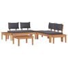 vidaXL Conjunto de Sof&aacute; de Jardim 3 unid. Marrom e Cinza