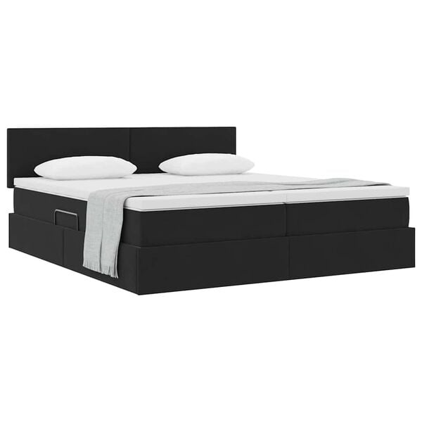 vidaXL Cama com Armazenamento com colch&atilde;o Preto 90 x 200 cm
