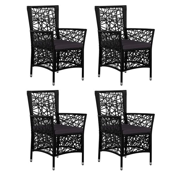 vidaXL 5 pcs conjunto de jantar para jardim vime PE preto