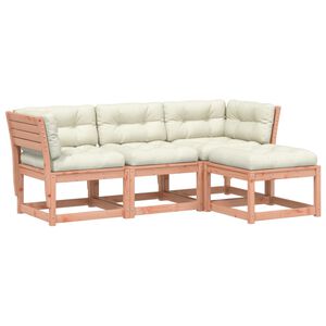 vidaXL 4 pcs conj. lounge jardim com almofad&otilde;es madeira douglas maci&ccedil;a