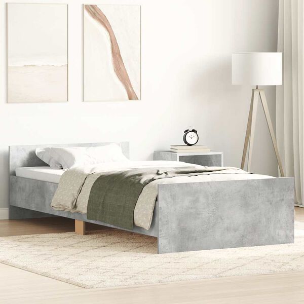 vidaXL Estrutura de cama 90x190 cm derivados de madeira cinza cimento