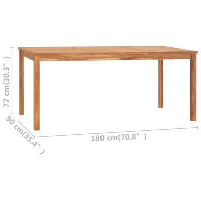 vidaXL Mesa de jantar para jardim 180x90x77 cm madeira teca maciça
