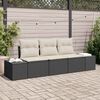 vidaXL Conjunto de Sofá de Jardim 3 pcs Preto e Creme vime PE