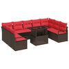 vidaXL Conjunto de Sof&aacute; de Jardim 10 unid. Castanho Rattan Sint&eacute;tico