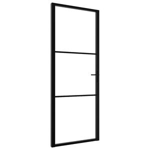 vidaXL Porta de interior em vidro ESG e alum&iacute;nio 76x201,5 cm preto