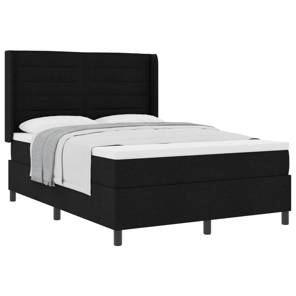 vidaXL Cama Box com colch&atilde;o com cabeceira Preto 160 x 200 cm tecido