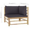 vidaXL 4 pcs conj. lounge jardim em bambu c/ almofadões cinza-escuro