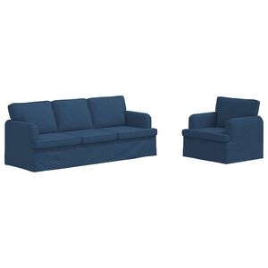 vidaXL Conjunto de Sof&aacute;s 2 unid. Azul tecido