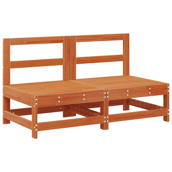 vidaXL Sof&aacute; do Meio do Jardim Madeira de pinho maci&ccedil;o Castanho Cera