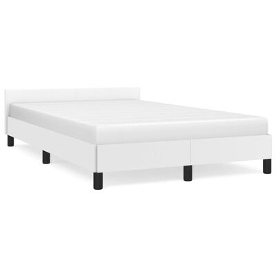 vidaXL Estrutura cama c/ cabeceira 120x190 cm couro artificial branco
