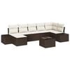 vidaXL Conjunto de Sof&aacute; de Jardim 8 unid. Castanho vime PE