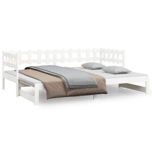 820736 vidaXL Sof&aacute;-cama de puxar 2x(90x200) cm pinho maci&ccedil;o branco
