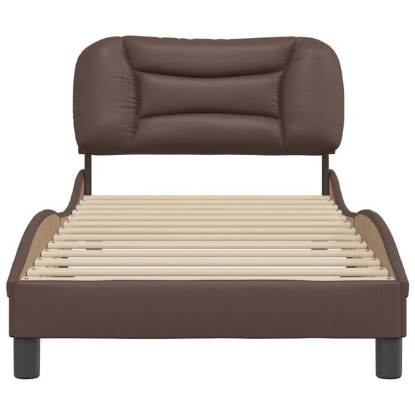 vidaXL Estrutura de cama sem colch&atilde;o Hvar couro artificial 90x190 cm castanho