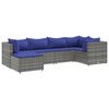 vidaXL 6 pcs conjunto lounge de jardim c/ almofad&otilde;es vime PE cinzento