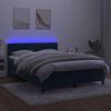 vidaXL Cama box spring c/ colch&atilde;o/LED 140x200 cm veludo azul-escuro