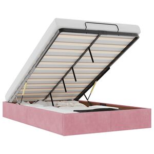 vidaXL Ottoman Bed Frame No Colch&atilde;o Rosa 120x190 cm Veludo