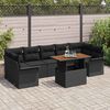 vidaXL Conjunto de Sof&aacute; de Jardim 8 pcs Preto Rattan Sint&eacute;tico