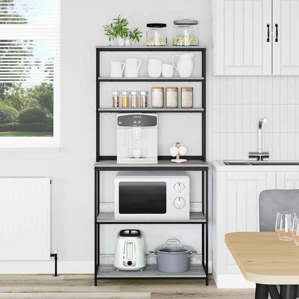 vidaXL Prateleira de Cozinha Cinza Sonoma 80 x 40 x 168 cm