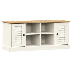 vidaXL Sapateira VIGO 106x35x45 cm madeira de pinho maci&ccedil;a branco