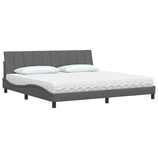 vidaXL Cama com colch&atilde;o Hanko 200x200 cm tecido cinzento-escuro