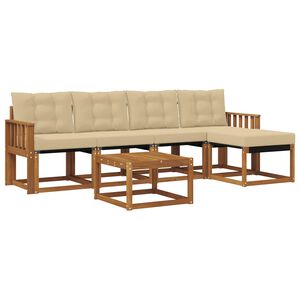 vidaXL Conjunto de Sof&aacute;s para Exterior 6 unid. Natural e Bege