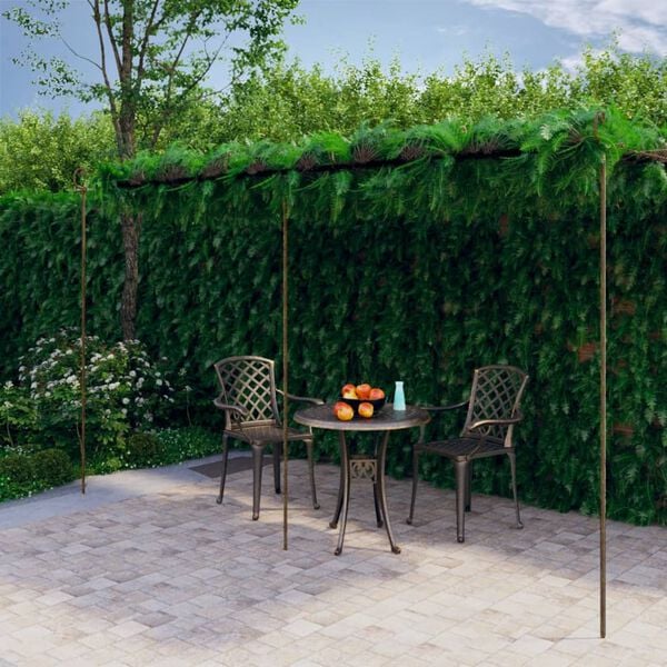 vidaXL Pérgola de jardim 6x3x2,5 m ferro castanho antigo