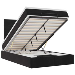 vidaXL Estrutura de cama otomana com colch&otilde;es preto 120x190 cm Veludo