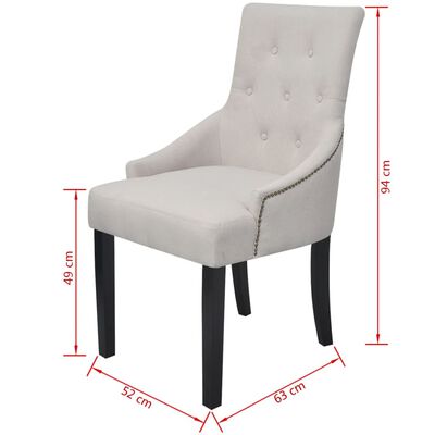 vidaXL Cadeiras de jantar 4 pcs tecido cinzento creme