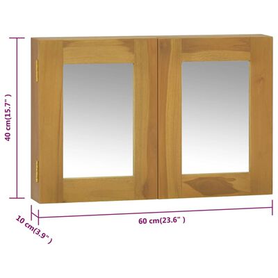 vidaXL Armário com espelho 60x10x40 cm madeira de teca maciça