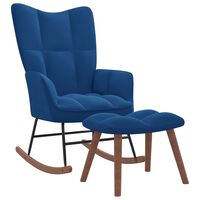 vidaXL Cadeira de baloiço com banco veludo azul