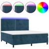 vidaXL Cama box spring c/ colch&atilde;o/LED 180x200 cm veludo azul-escuro