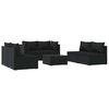 vidaXL 7 pcs conjunto lounge de jardim c/ almofad&otilde;es vime PE preto