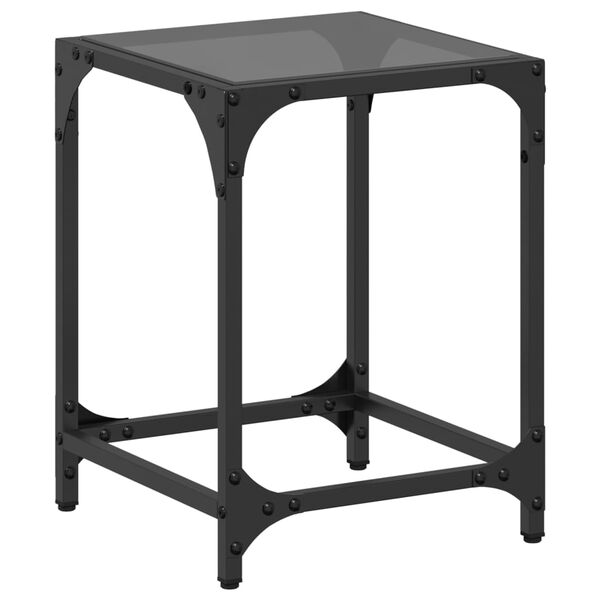 vidaXL Mesa de centro com topo em vidro preto 30x30x40 cm a&ccedil;o