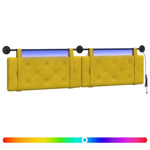 vidaXL Cabeceira suspensa Com luz LED Amarelo Veludo