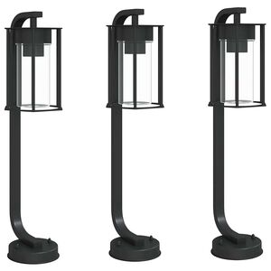 vidaXL Candeeiros de ch&atilde;o para exterior 3 pcs 60 cm a&ccedil;o inox. preto