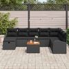 vidaXL Conjunto de Sof&aacute; de Jardim com almofada 9 pcs Preto vime PE