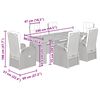 vidaXL 7 pcs conjunto de jantar p/ jardim c/ almofad&otilde;es vime PE preto