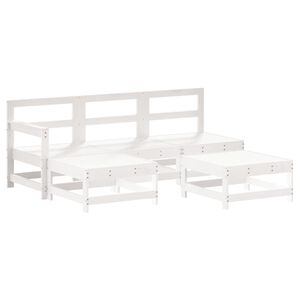 vidaXL 5 pcs conjunto lounge de jardim madeira de pinho maci&ccedil;a branco