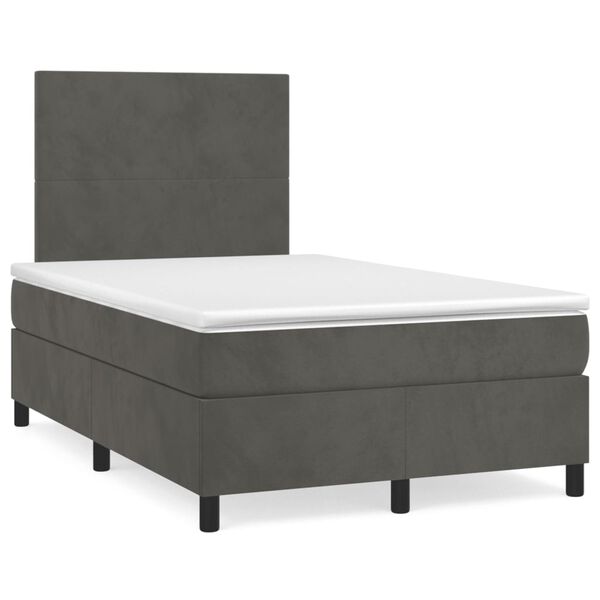 vidaXL Cama box spring colch&atilde;o LED 120x190cm couro artif. cinza-escuro