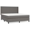 vidaXL Cama com molas/colch&atilde;o 160x200 cm couro artificial cinzento