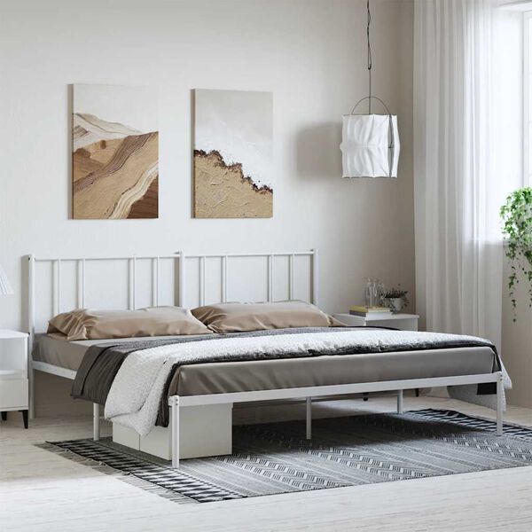 vidaXL Estrutura de cama com cabeceira 183x213 cm metal branco