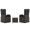 vidaXL 3 pcs conjunto lounge para jardim vime PE/ac&aacute;cia maci&ccedil;a preto