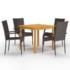 vidaXL 5 pcs conjunto de jantar para jardim castanho