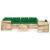 vidaXL 7 pcs conj. lounge jardim c/ almofad&otilde;es madeira impreg. verde